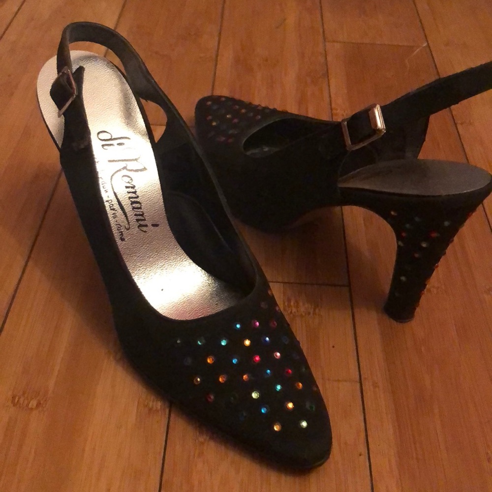 Vintage dress shoes with rainbow rhinestones 7.5